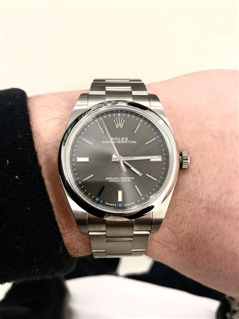 rolex oyster perpetual rhodium 39 mm